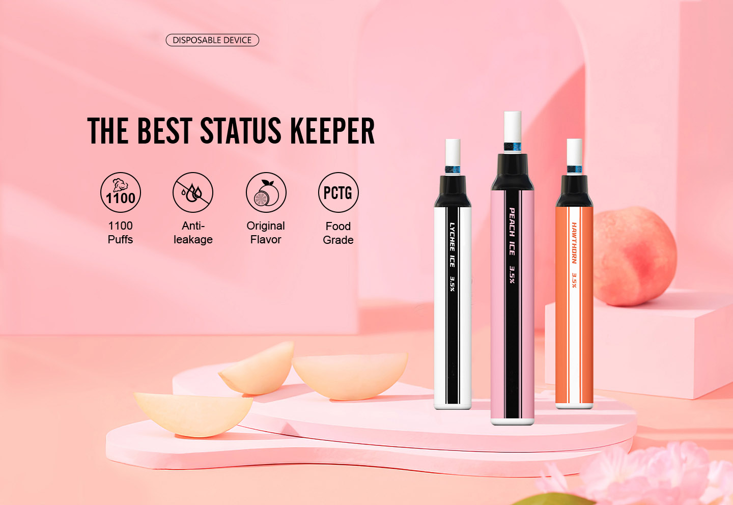 1100puffs, 4.5ml, 680mah, 3.5%nic led indicator anti-leakage disposable vape pen with filter tip