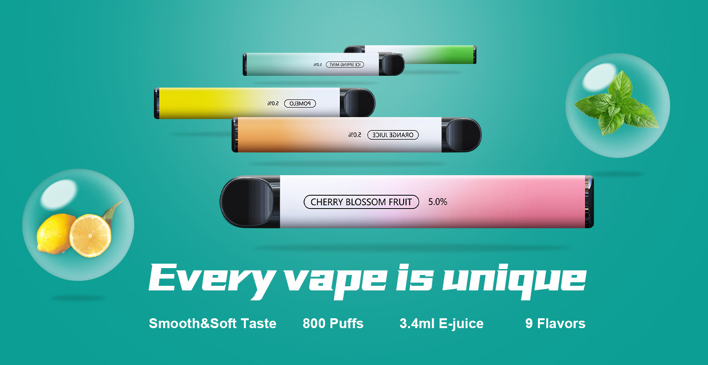 800 puffs, 3.4ml, 480mah, stable power output technology disposable vape pen