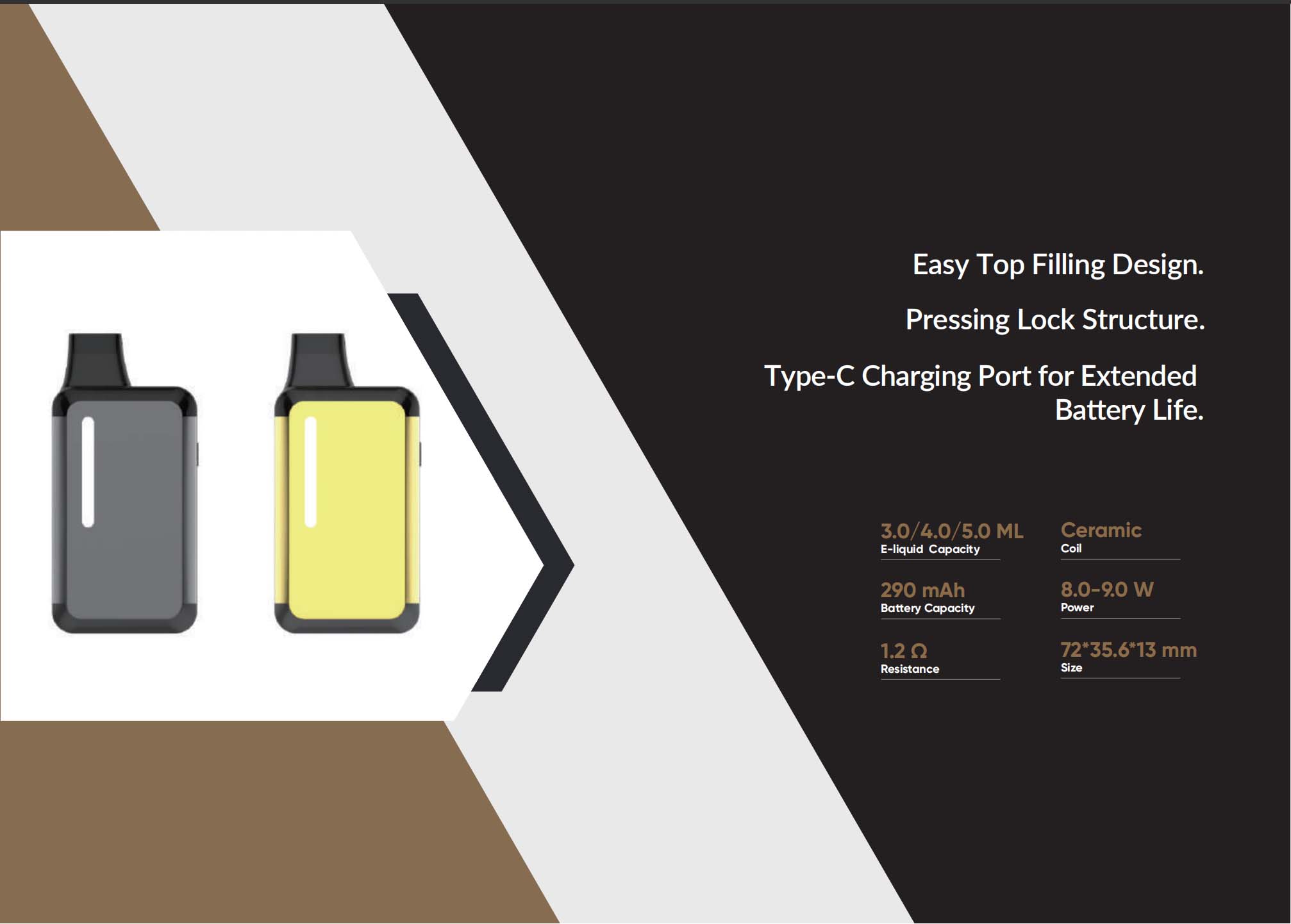 3ml 4ml 5ml ceramic coil 290mah oil disposable vape
